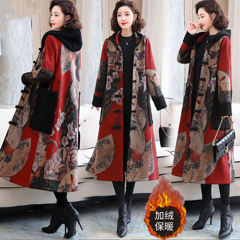 高级感大衣外套女气质2025秋冬季新款加绒加厚中老年妈妈长款棉衣
