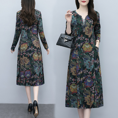 端庄大气妈妈春季连衣裙遮肚显瘦