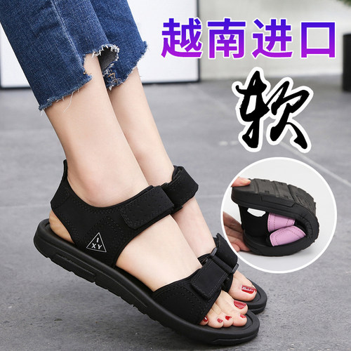 2025新款妈妈凉鞋平底舒适奶奶鞋