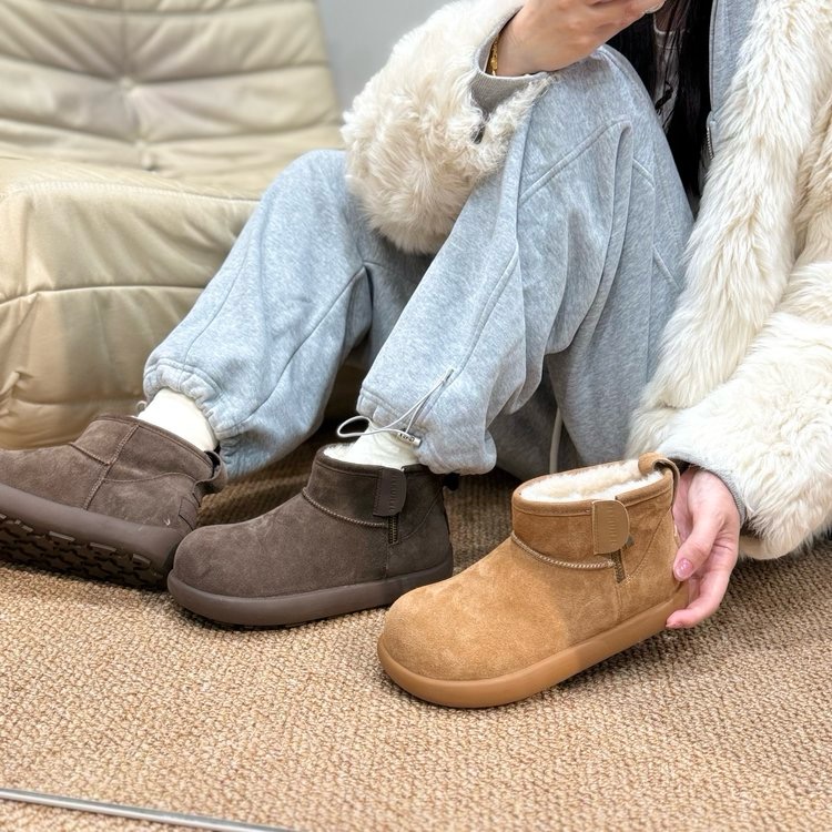 JEHURFIE纪华菲软皮小土豆保暖大头卡皮巴拉勃肯雪地靴女冬季棉鞋