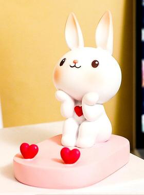 少女心卡通兔子摆件创意手机支架办公室桌面生日礼物女生送闺蜜