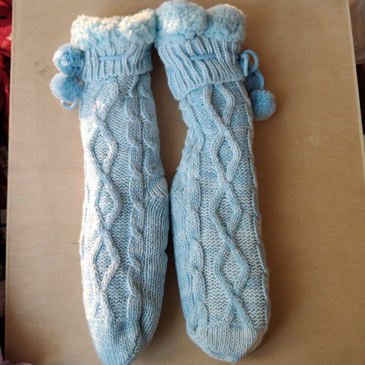 外贸毛线羊羔送绒加厚地板袜保暖地板靴出口美国订单