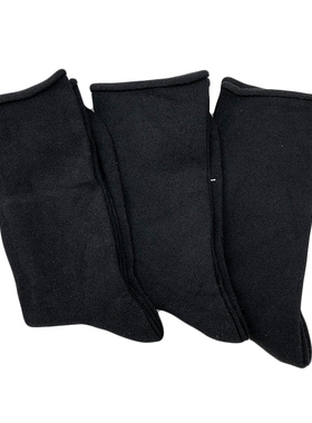 棉新款纯色女松口卷边黑色不臭脚不掉色孕妇月子袜不勒腿透气