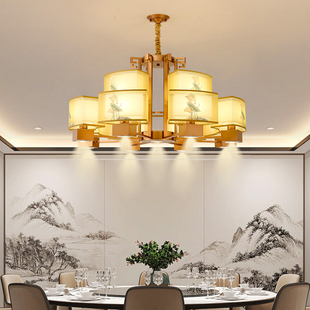 宋式 餐厅吧台吊灯带射灯金色酒饭店包厢间灯具 美学客厅吊灯新中式