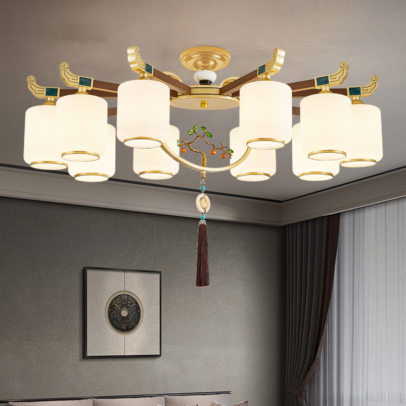 新中式朝下吊灯木纹色客厅灯大气中国风餐厅2024新款广州佛山灯具,家装灯饰光源,客厅吊灯,淘宝优惠券,粉丝福利购,淘宝优惠卷