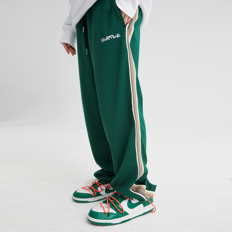 iconslab联名ssur plus条纹织带直筒休闲裤小绿裤