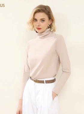 奥特莱斯品牌折扣 CANVAUS秋装新款高领百搭基础款ins打底衫女