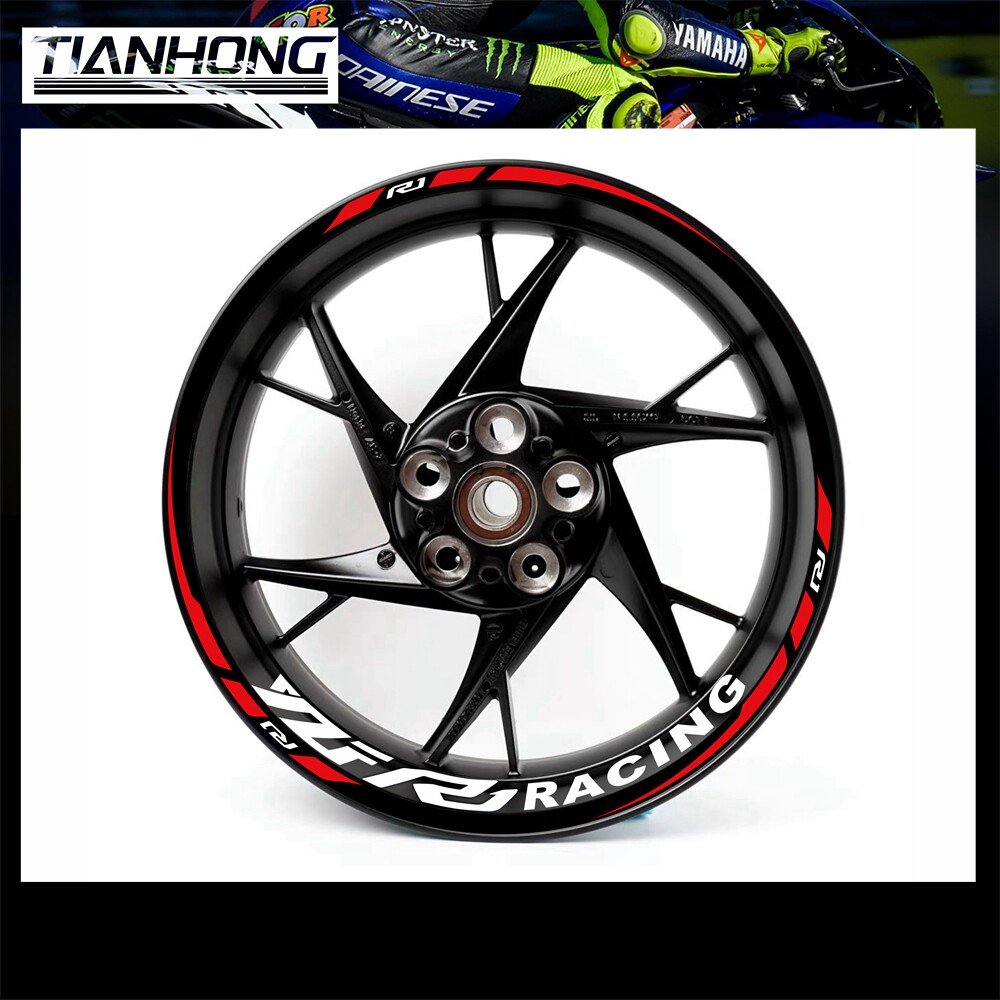 适用雅马哈机车YZF R1 R6改装轮毂框圈个性反光贴纸贴花