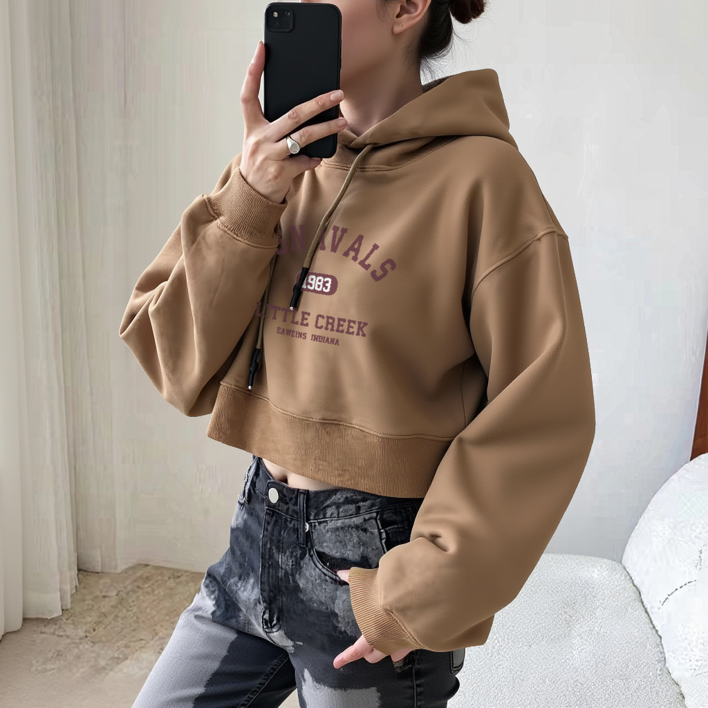 百搭新款连帽秋冬韩版外穿宽松上衣纯棉2025短款卫衣女长袖个性