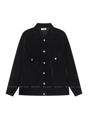 UUSSAN miu风天鹅绒宽松百搭衬衫领夹克外套oversize23秋冬