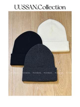 UUSSAN “简约宣言”100%羊毛双层加厚保暖百搭纯色针织帽毛线帽