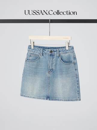 UUSSAN 23夏 土耳其棉防走光牛仔半身裙a字高腰女士百搭短裙