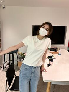 「UUSSAN」现!宽松正肩短袖/80支jin口丝光高端罗马棉/高级基础