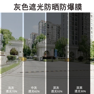 遮光防晒浅中深黑灰色玻璃纸阳台窗户隔热店面移门透明隔断改色膜