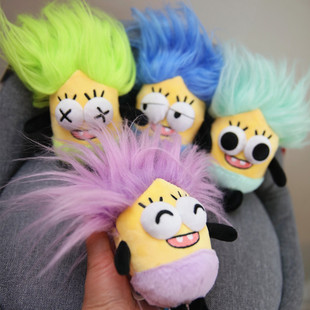 小黄人挂件公仔钥匙扣卡通爆炸头炸裂发型搞怪毛绒背书包包钥匙链