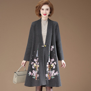 胖妈妈时尚风衣加肥加大码外套40岁50中老年女装开衫高贵大衣秋冬