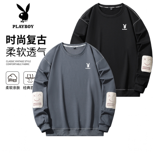 花花公色圆领宽松男卫衣