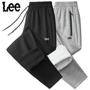 Lee运动裤男秋冬直筒休闲长裤男宽松百搭针织束脚加绒加厚卫裤