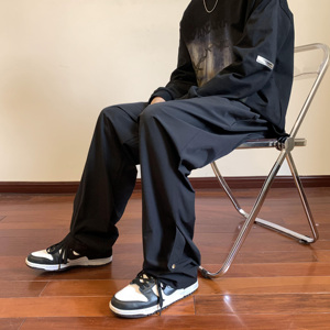 潮牌纽扣垂感直筒西裤复古百搭休闲透气长裤男女休闲裤 K01 P58图片