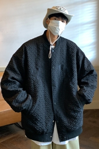 港风秋冬字母绣花加厚夹棉棒球服宽松百搭外套潮D227P118男类