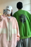 情侣装秋装拼接撞色棒球服十字架元素开衫卫衣外套D220P68女类，女装短外套，电商A335-1（原A458）