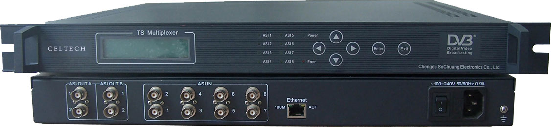CEL-2102双输出复用器（8 ASI输入，2组4路ASI输出）