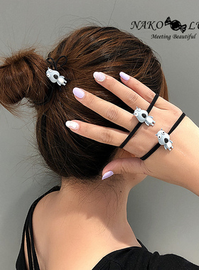 韩国呆萌倒霉熊皮筋手链两用ins灰色小狗发圈送男友emi jay头绳女