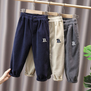 男童灯芯绒长裤春秋季儿童休闲长裤秋季宝宝宽松条绒裤子厚6225