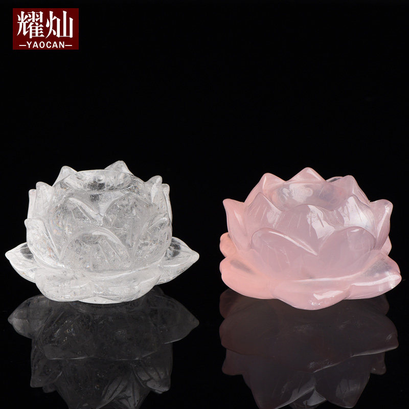 天然水晶莲花耀灿摆件