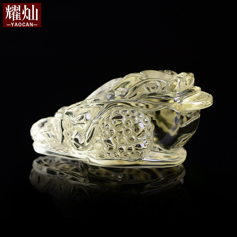 耀灿黄水晶金蟾摆件三脚蟾蜍