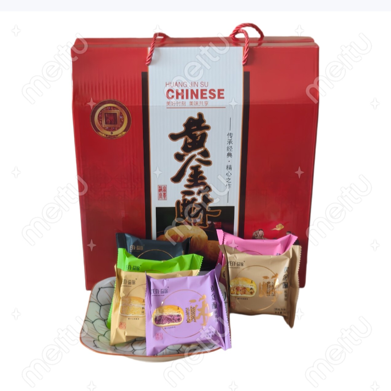 山东莱芜益锦黄金酥礼盒莱芜特产益锦黄金酥月饼送人礼盒