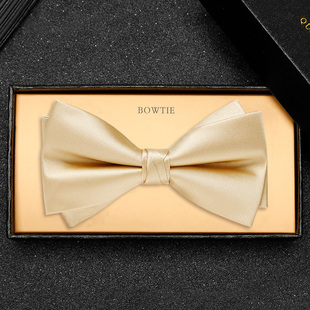 男士香槟金领结新郎结婚高档伴郎西服正装蝴蝶结纯色时尚仿手打潮