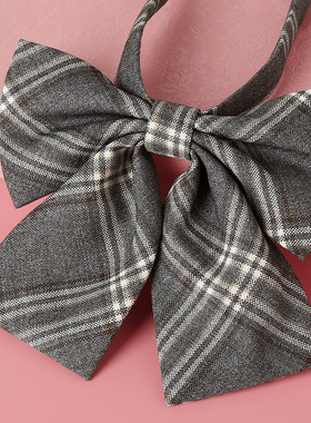 jk领带女领结格子制服配饰胸前装饰小物衬衫领饰学院风灰色蝴蝶结