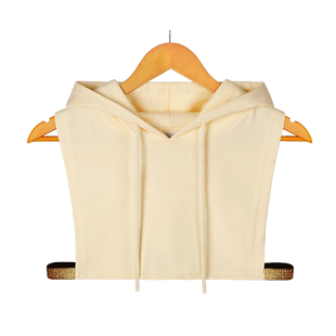 假领子女百搭假领高档秋冬连帽米黄卫衣帽子单独配毛衣高领假衣领