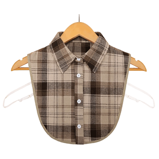 高端格子衬衫假领子女百搭假领秋冬配毛衣多功能领子内搭衬衣装饰