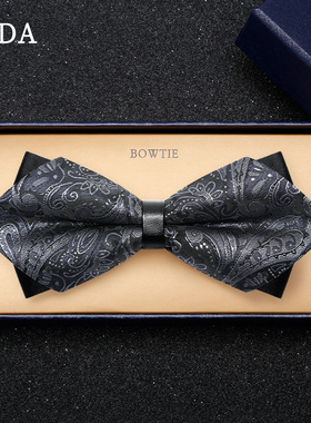 灰色领结腰果花礼服男婚礼时尚商务宴会结婚新郎伴郎英伦风蝴蝶结