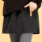 2025秋冬新款 卫衣叠穿大码 美拉德屁帘女咖啡半身裙下摆厚款 鲨鱼裤