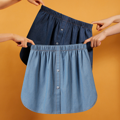 新款牛仔屁帘下摆内搭叠穿鲨鱼裤