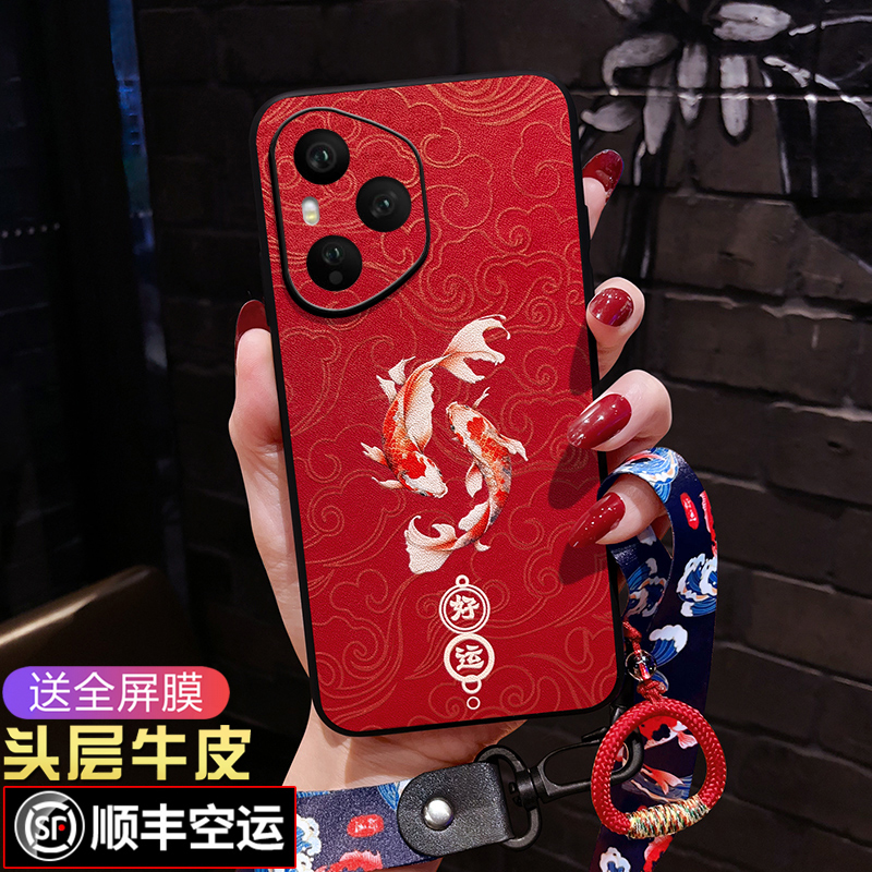 适用荣耀400pro手机壳彩绘中国风400por防摔软壳女款国潮时尚锦鲤荣耀400保护套全包新款男款