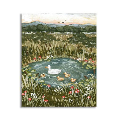 【一口价】插画师fifteenfeb复刻版画风景清新鸭子治愈装饰挂画芯