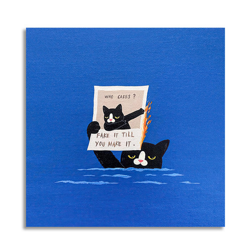 【一口价】St.aftercigs奶牛猫黑猫搞怪客厅装饰画挂画复刻版画芯
