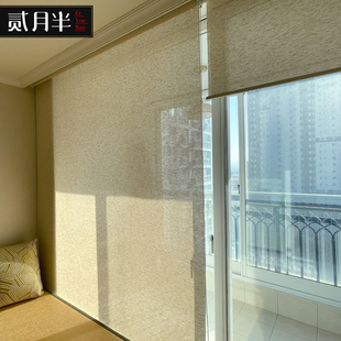 古风亚麻窗帘卷帘办公室茶室卷拉隔断帘阳台遮光升降遮阳帘 新中式