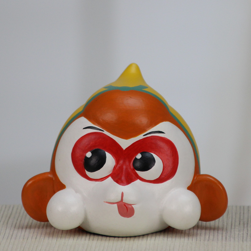 小猴头创意彩陶孙悟空猴子玩伴小大圣卡通工艺品猴哥可爱属相礼品