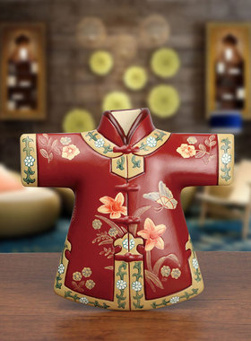 国风原创云南特色中式桌面摆件礼物陶瓷玄关乔迁唐装客厅装饰品