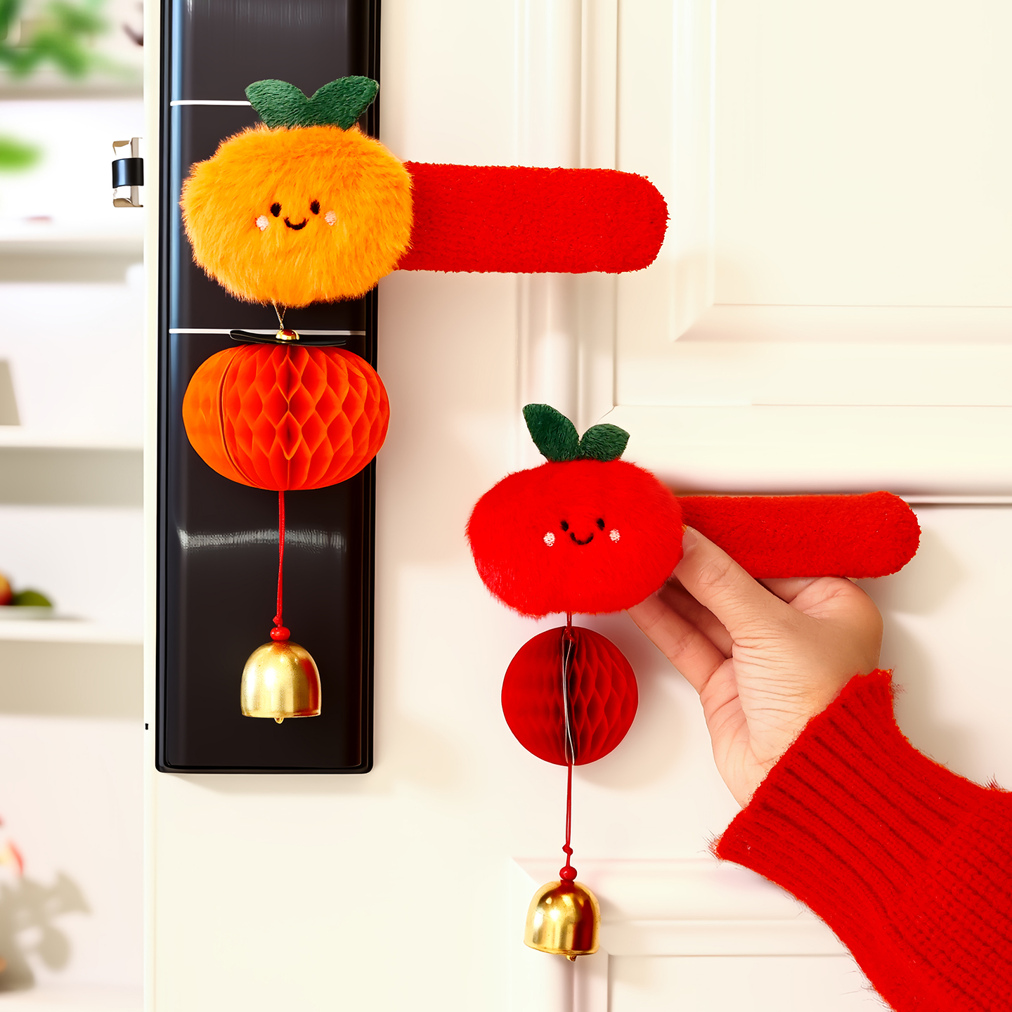 2026新年装饰挂饰新款柿柿如意门把手保护套挂件春节马年氛围布置