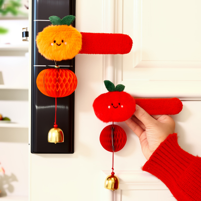 2026新年装饰挂饰新款柿柿如意门把手保护套挂件春节马年氛围布置