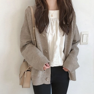 慵懒风毛衣开衫外套女2026秋冬新款设计感小众上衣网红短款针织衫