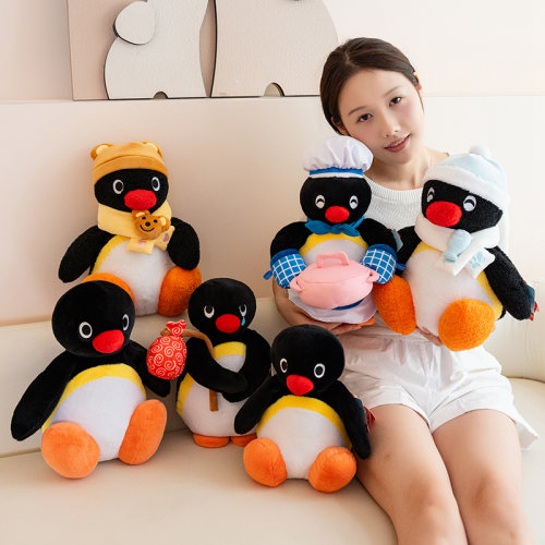 pingu企鹅家族系列挂件公仔抱娃娃创意毛绒玩具礼物桌伴装饰背包