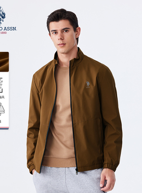 U.S. POLO ASSN.男士夹克外套商务休闲立领薄款风衣秋季上衣男