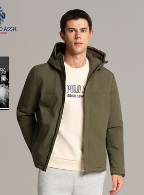 USPA男士羽绒服冬季防寒保暖上衣美式商务休闲保罗连帽男装外套